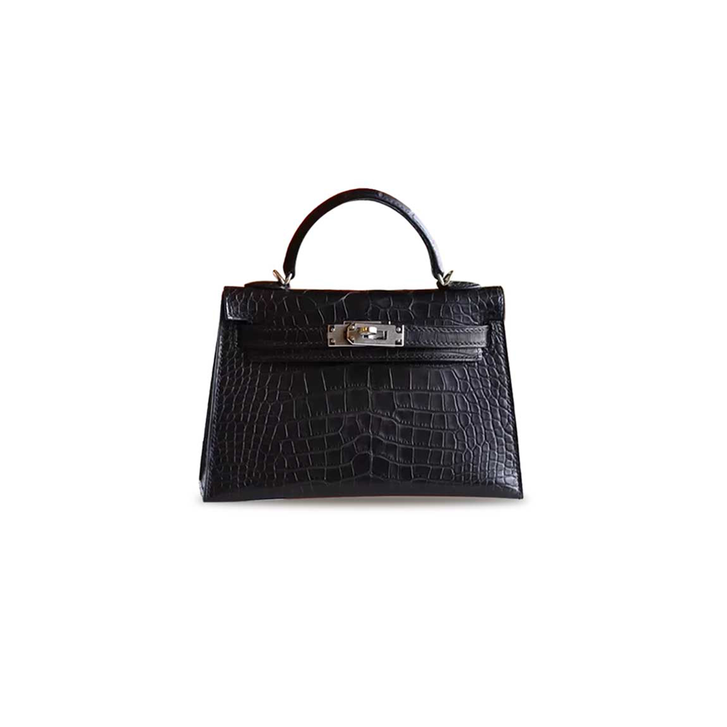 HERMÈS MASTER MINI KELLY II ALLIGATOR MATT NOIR (19*12*5.5cm)